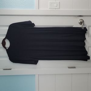 Old Navy short sleeve mini dress with mock neck. Sz M. Black micro- ribbed.